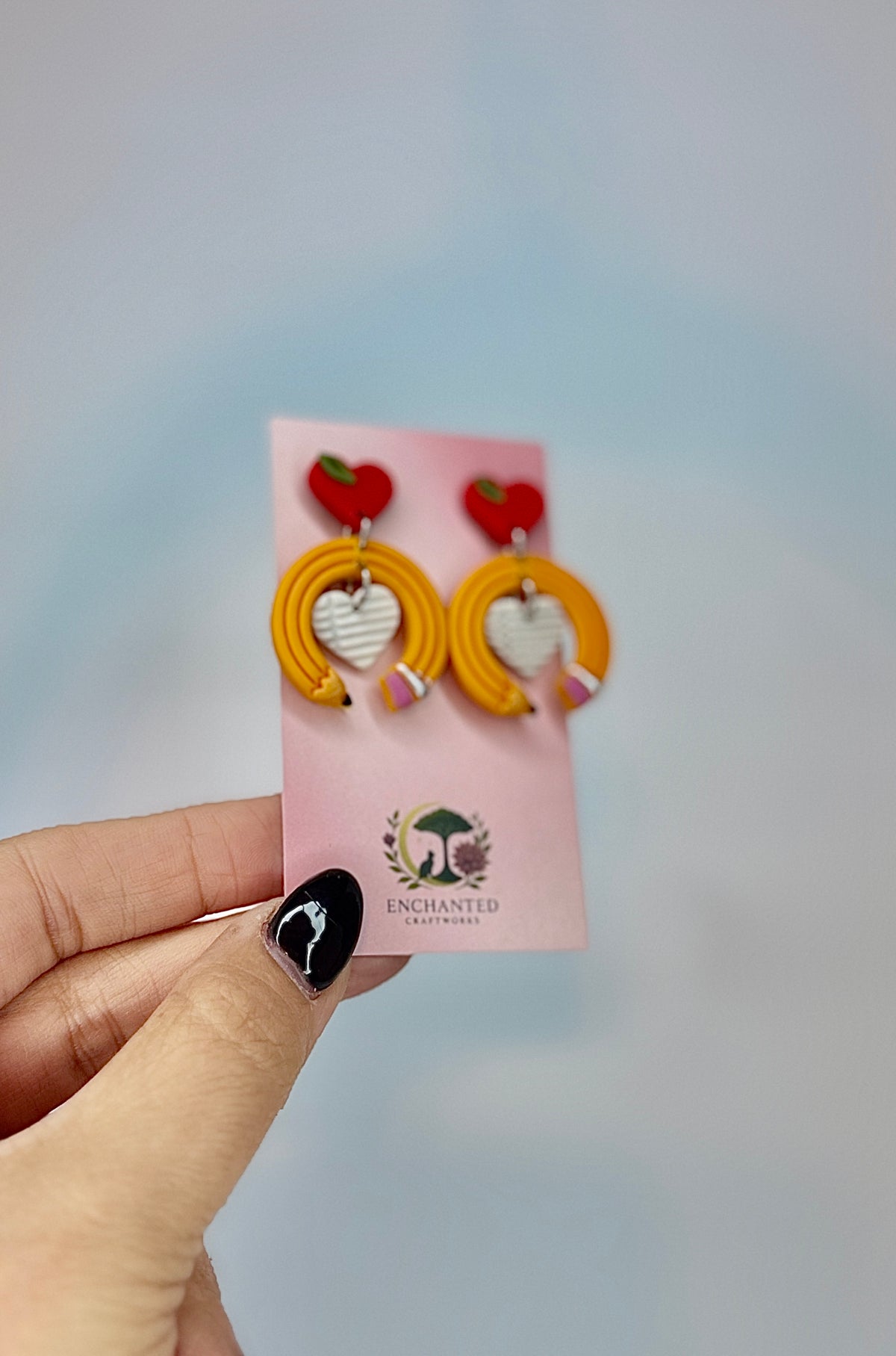 Teacher Pencil Heart Earrings