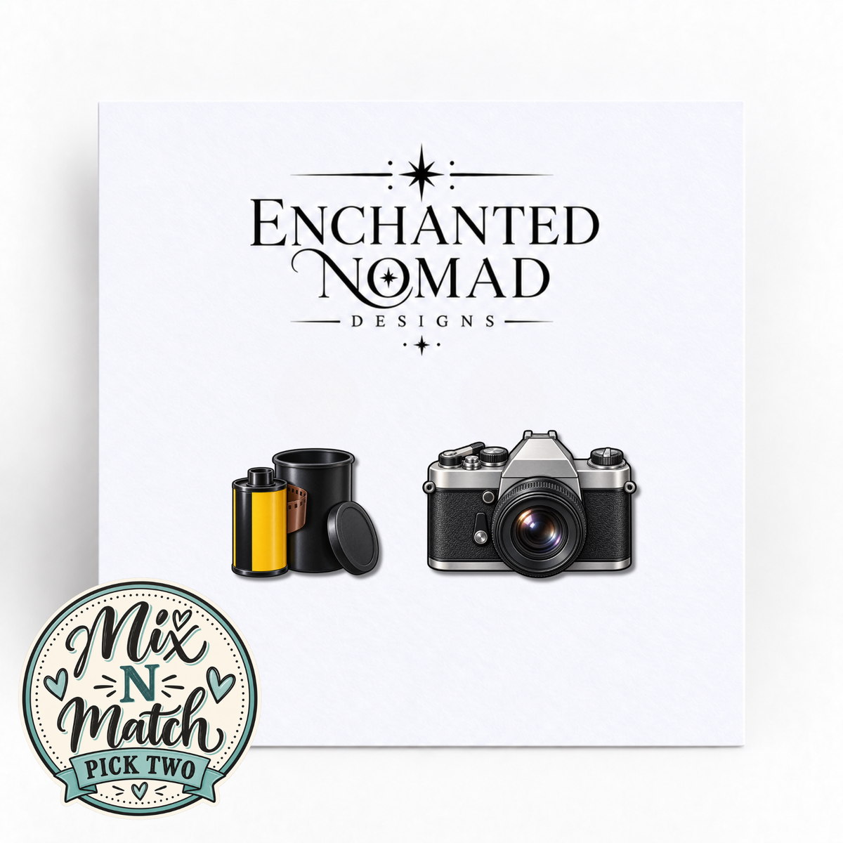 Film Roll and Vintage Camera graphic earrings