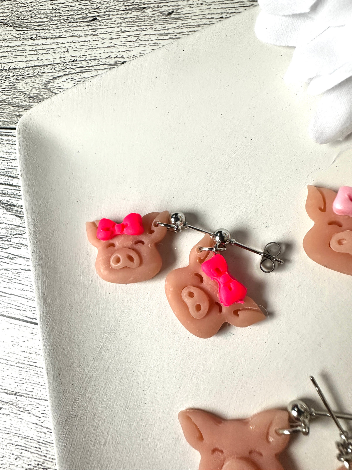 Piglet Polymer Clay Dangle Earrings