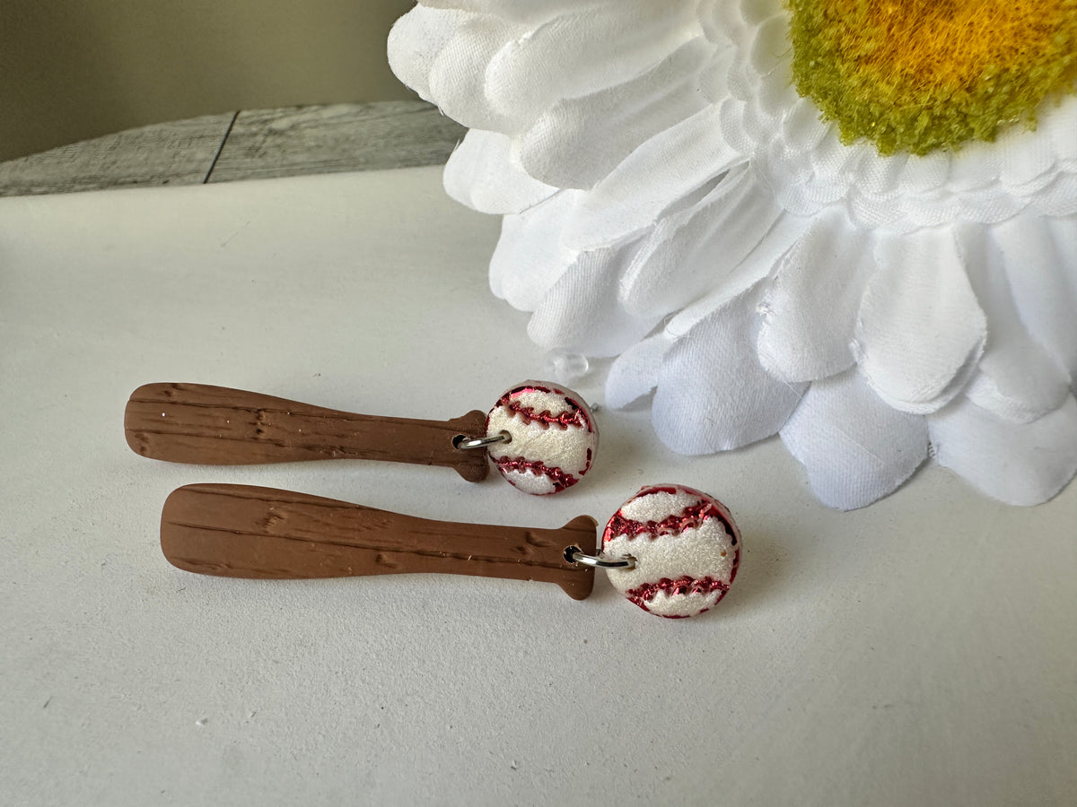 Baseball & Softball Polymer Clay Dangle Earrings