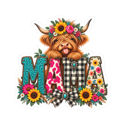 Mama Highland Cow Kiss-Cut Sticker