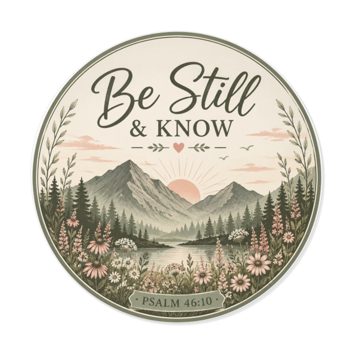 Be Still & Know Mountain Vinyl Sticker — Psalm 46:10