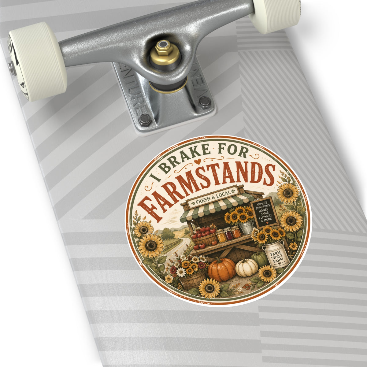 I Brake for Farmstands Round Vinyl Sticker