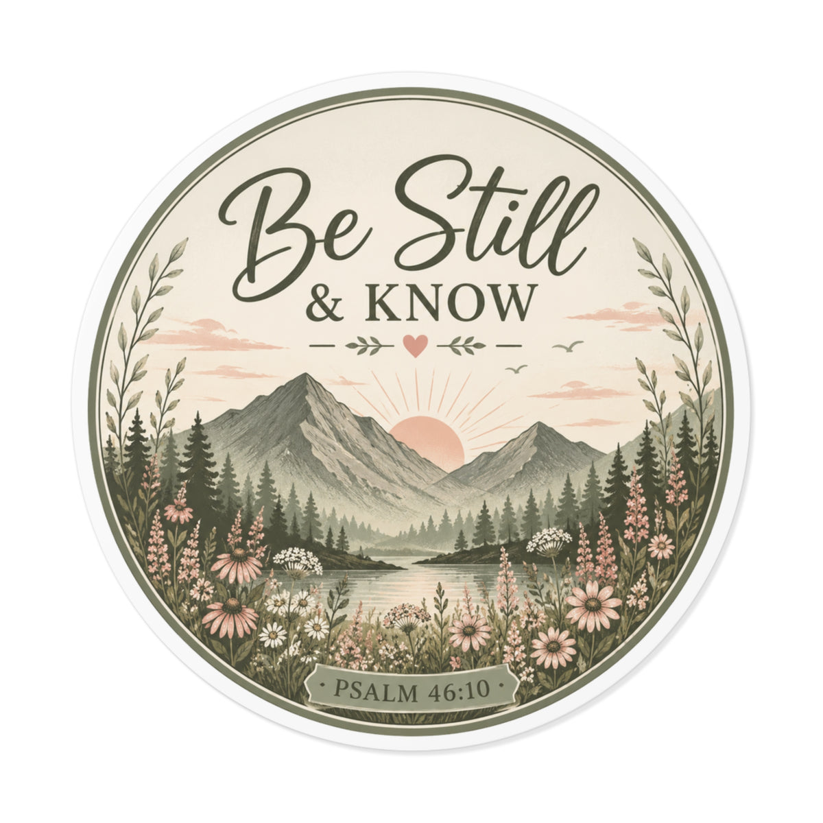 Be Still & Know Mountain Vinyl Sticker — Psalm 46:10