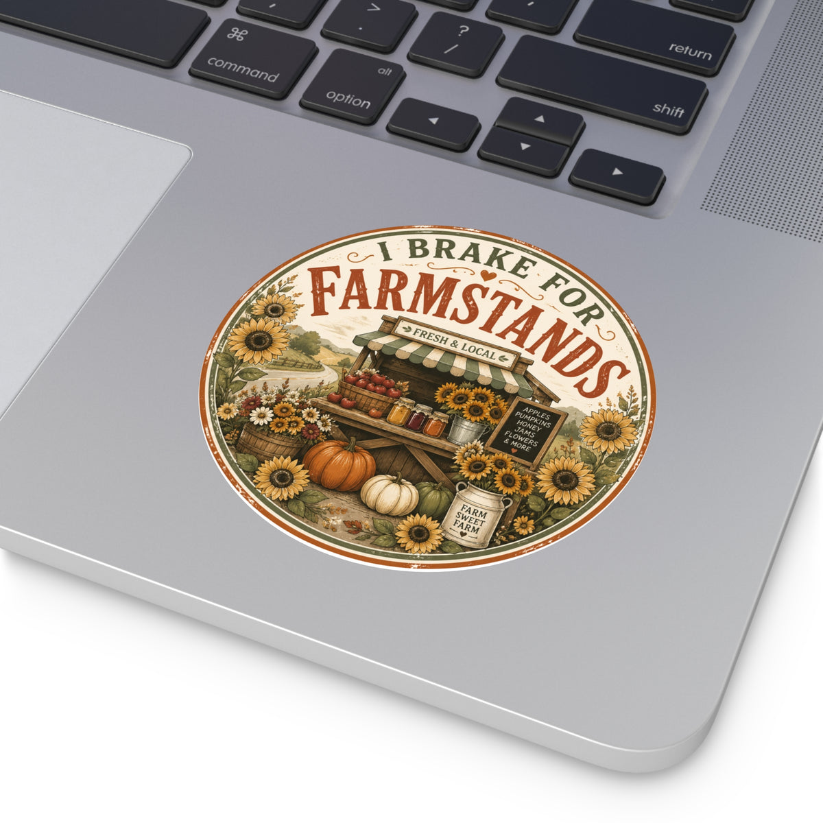 I Brake for Farmstands Round Vinyl Sticker