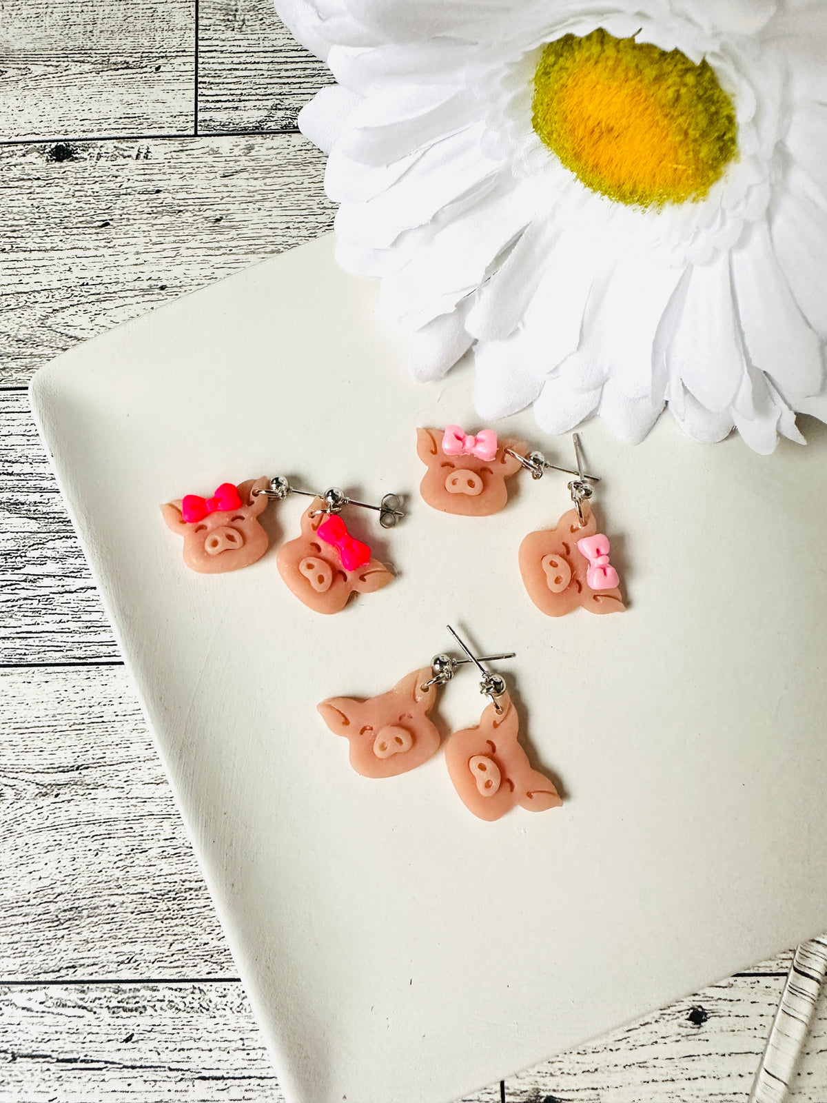 Piglet Polymer Clay Dangle Earrings