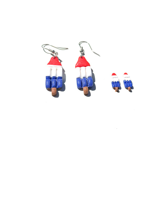 Patriotic Popsicle Clay Earrings