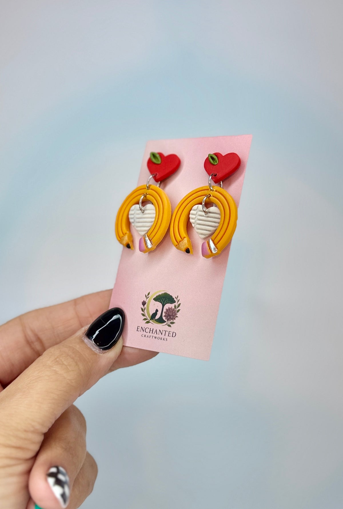 Teacher Pencil Heart Earrings