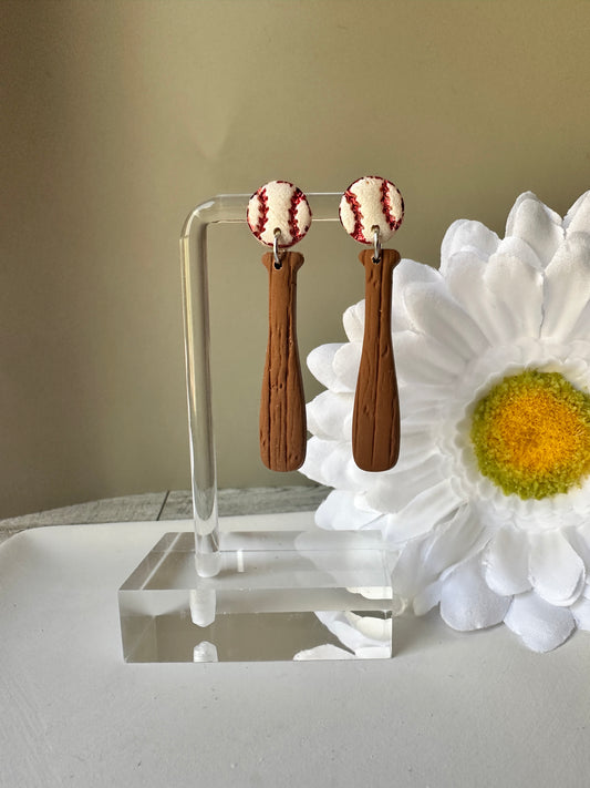 Baseball & Softball Polymer Clay Dangle Earrings