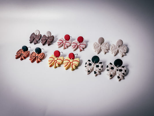 Sports Bow Polymer Clay Dangle Earrings
