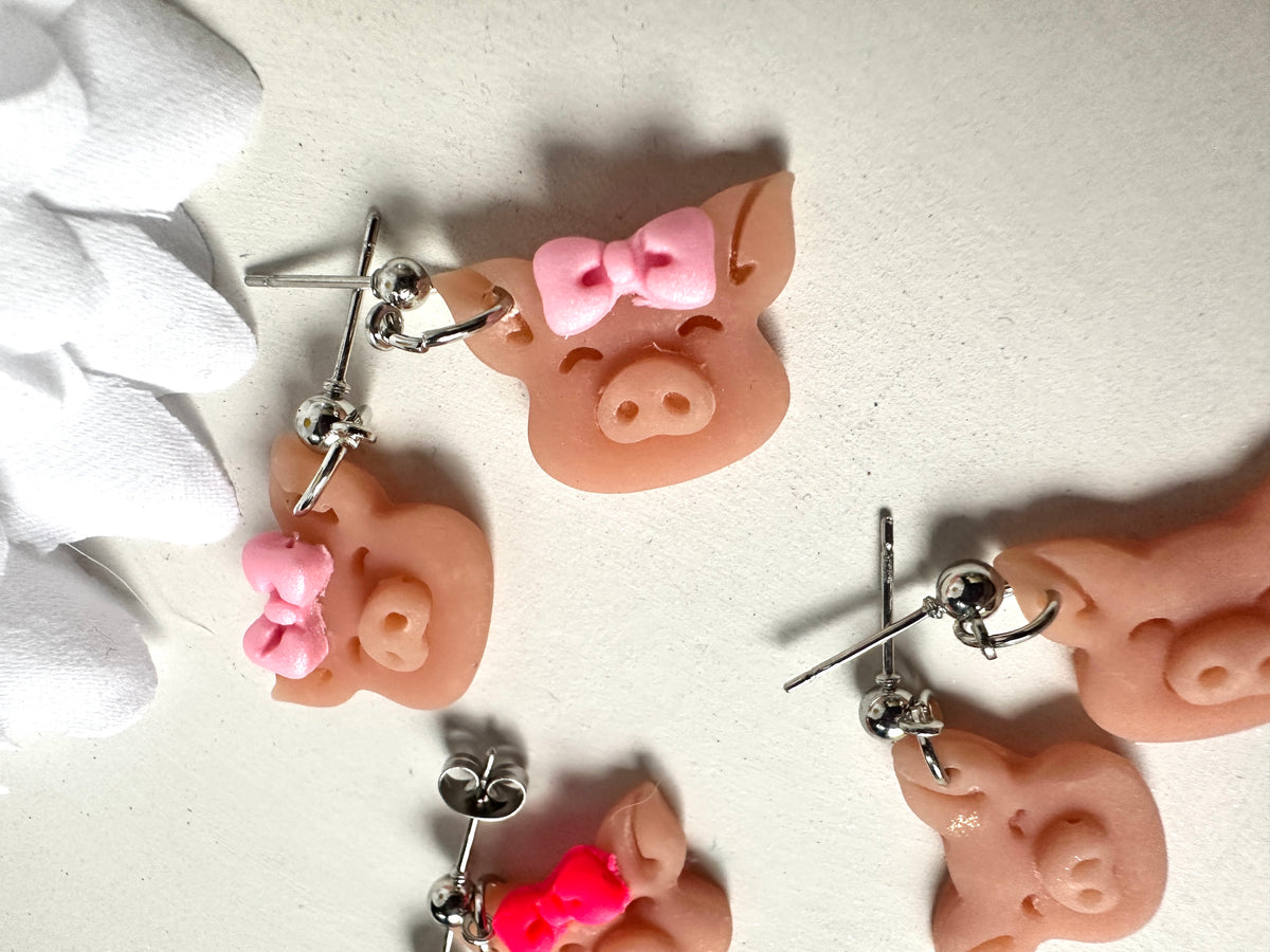 Piglet Polymer Clay Dangle Earrings
