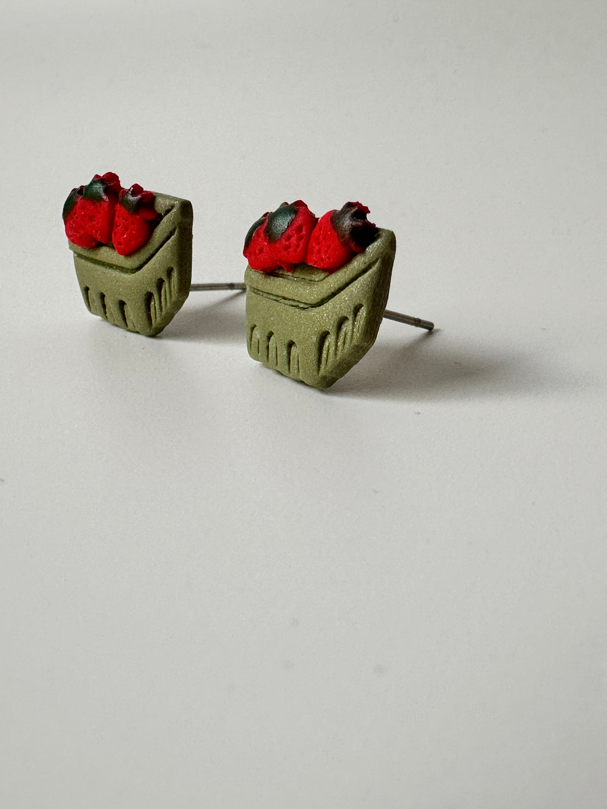 Strawberry Basket | Fruit | Polymer Clay Stud Earrings