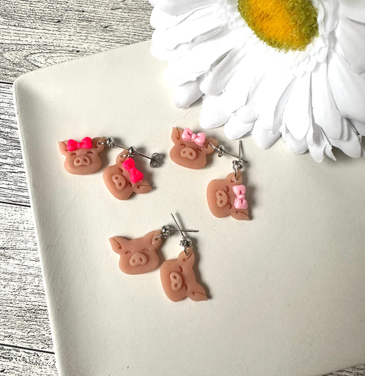 Piglet Polymer Clay Dangle Earrings
