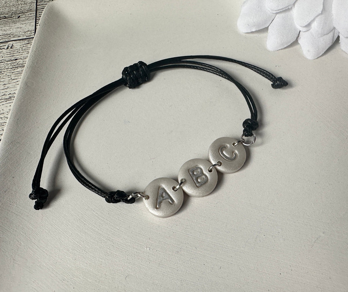 Enchanted Initial Polymer Clay Adjustable Bracelet