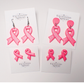 Breast Cancer Awareness Earrings, Pink Ribbon Polymer Clay Earrings, Studs or Dangles