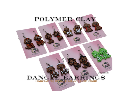 Halloween Dog Clay Earrings
