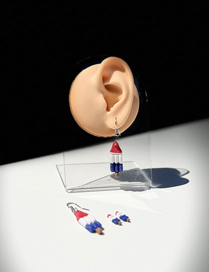 Patriotic Popsicle Clay Earrings
