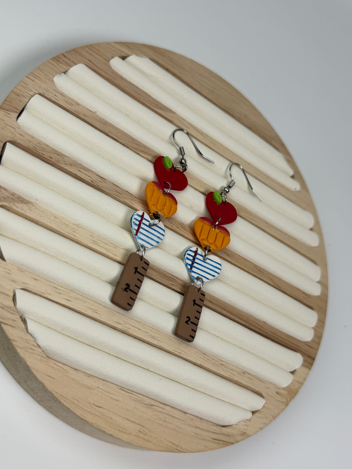 Back-to-School Heart Stack Clay Dangle Earrings