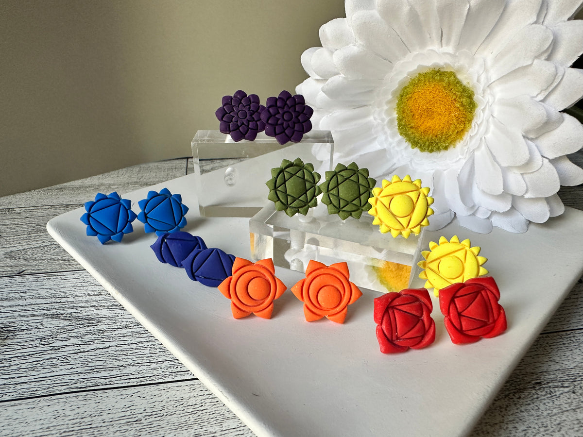 Chakra - Inspired Polymer Clay Stud Earrings