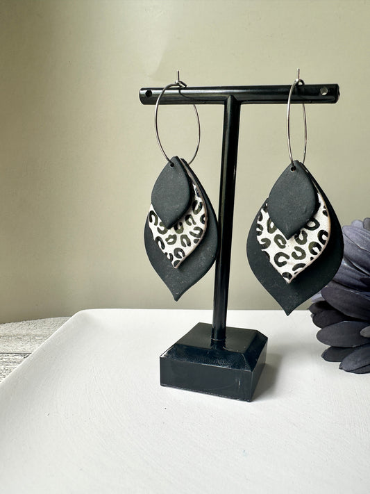 Enchanted Wildleaf | Teardrop Polymer Clay Dangle Hoop Earrings