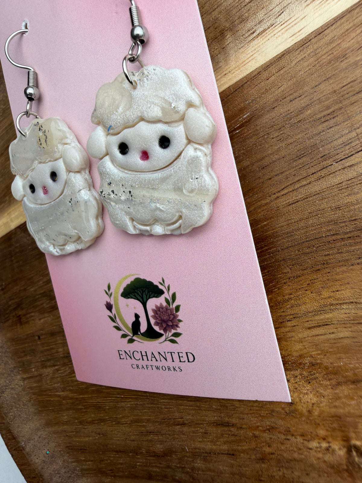 Little Lamb Sheep Polymer Clay Stud Dangle Earrings