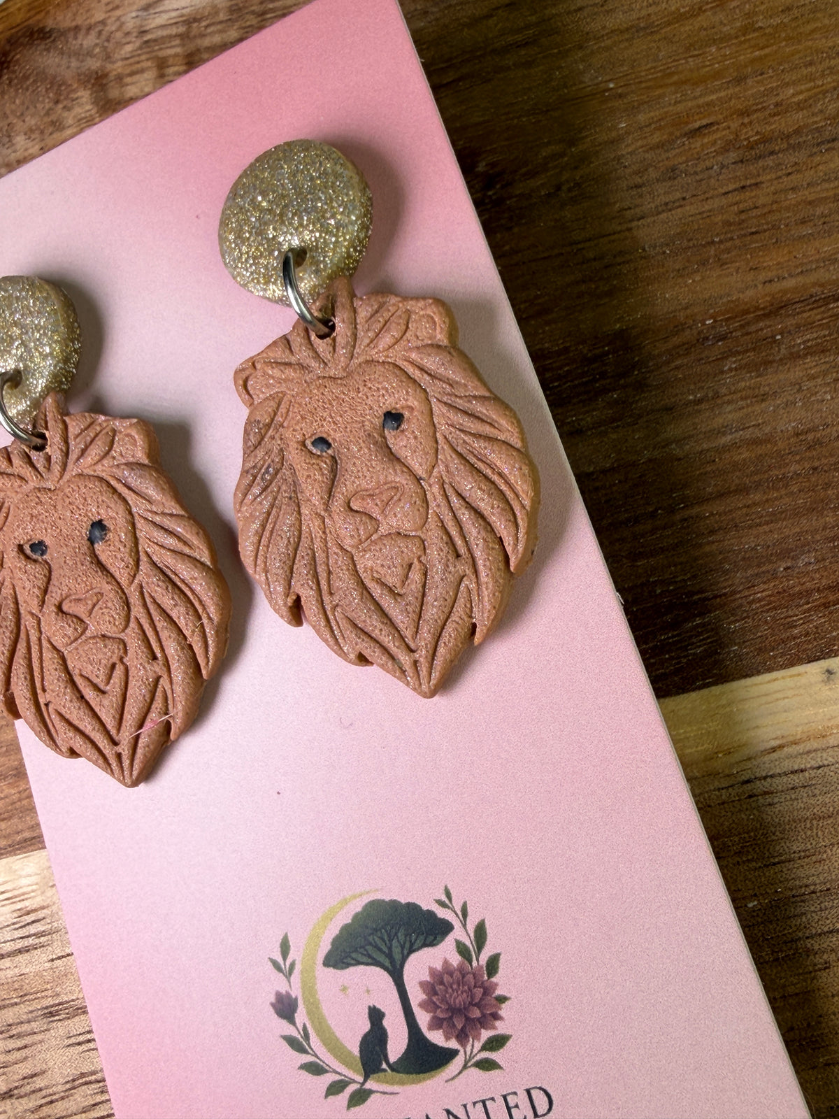Leo Zodiac Lion Dangle Polymer Clay Earrings