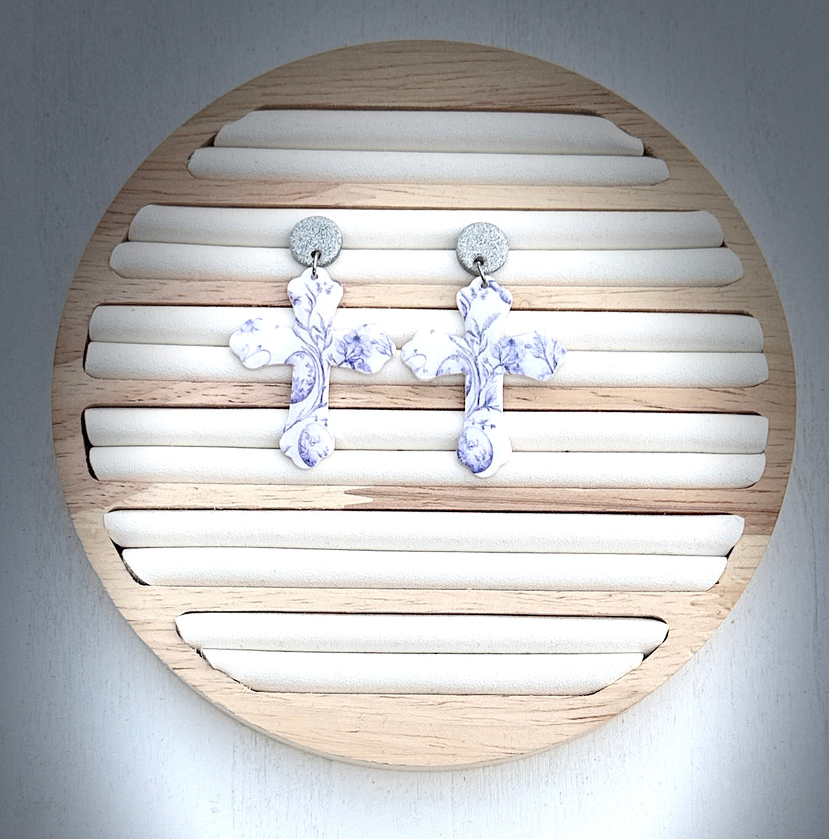 Cross Polymer Clay Dangle Earrings