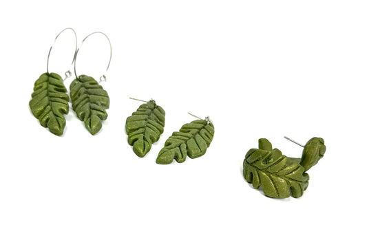Monstera Leaf Dangle & Stud Earrings