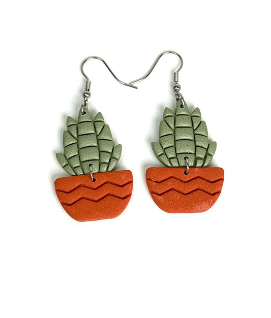 Succulent Plant Clay Earrings