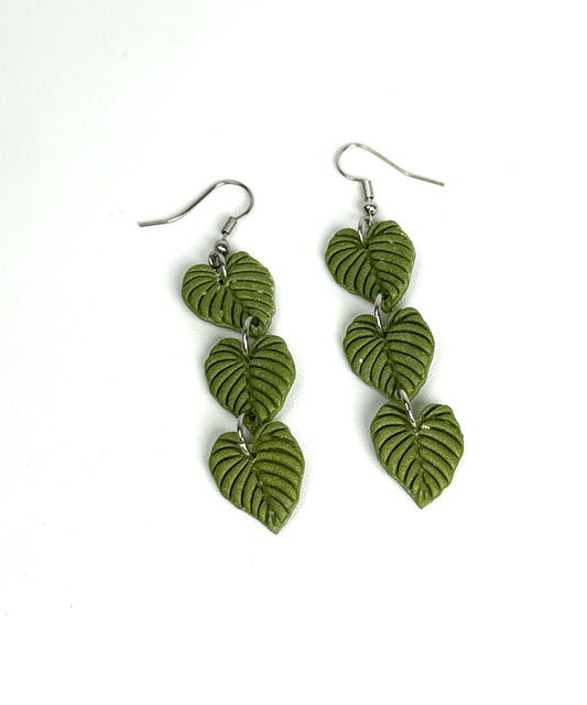 Monstera Leaf Cascade Clay Earrings