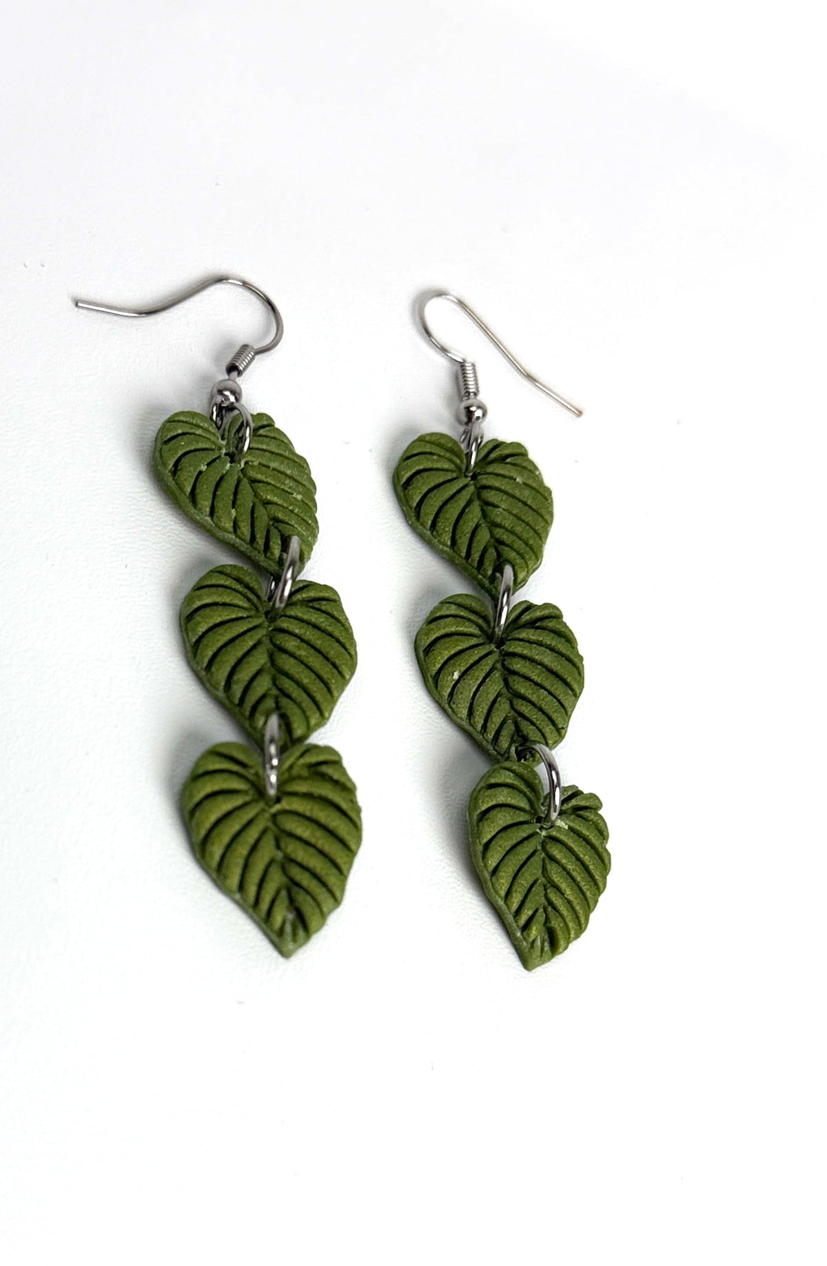 Monstera Leaf Cascade Clay Earrings