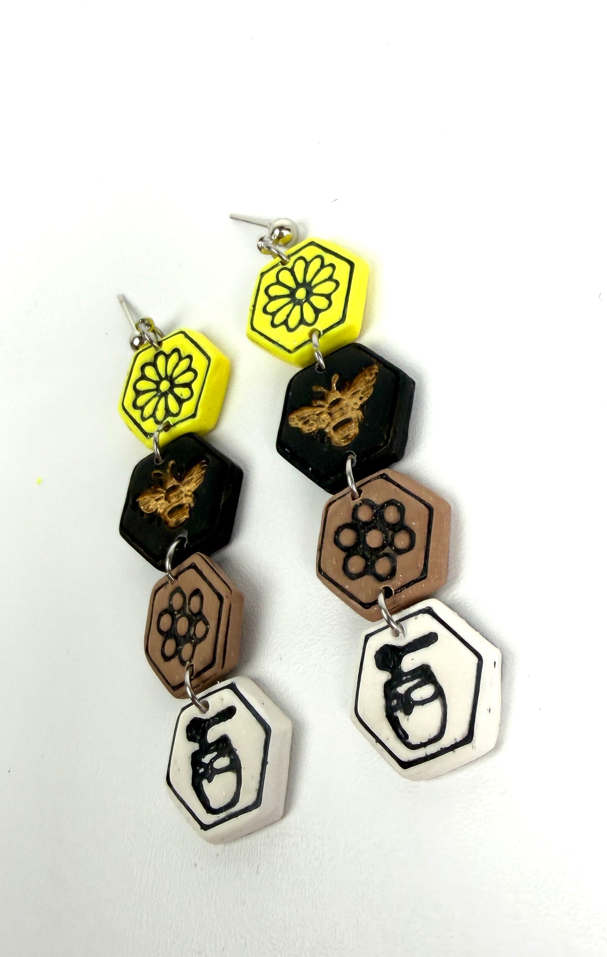 Life Cycle of Honey Dangle Polymer Clay Earrings