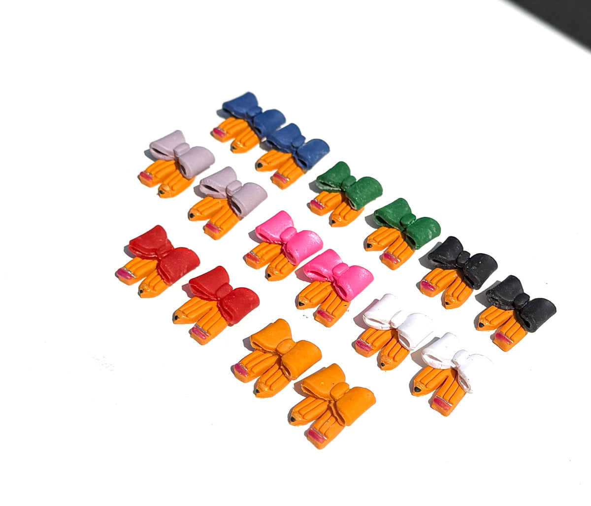 Polymer Clay Pencil Bow Earrings | Teacher Back to School Jewelry
