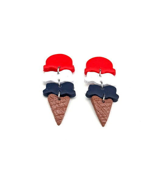 Patriotic Ice Cream & Popsicle Clay Dangle Earrings