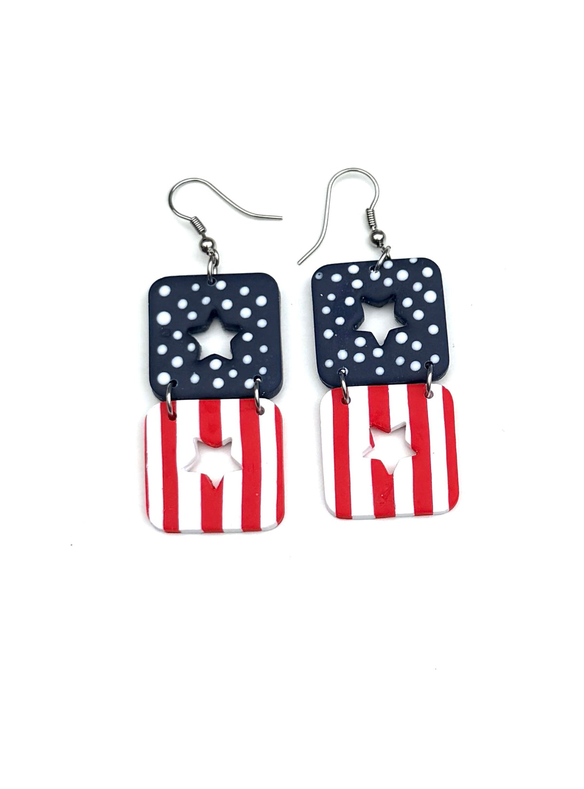 Star-Spangled Star Cutout Clay Dangle Earrings