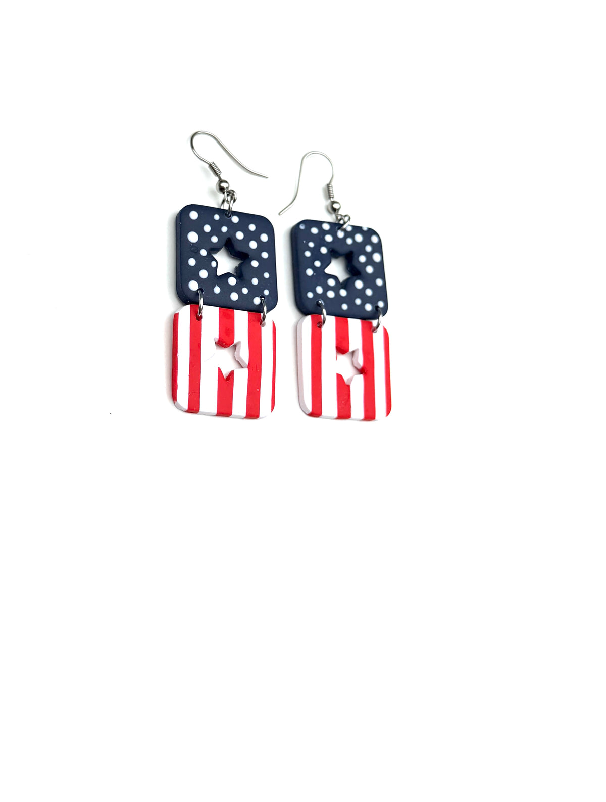Star-Spangled Star Cutout Clay Dangle Earrings