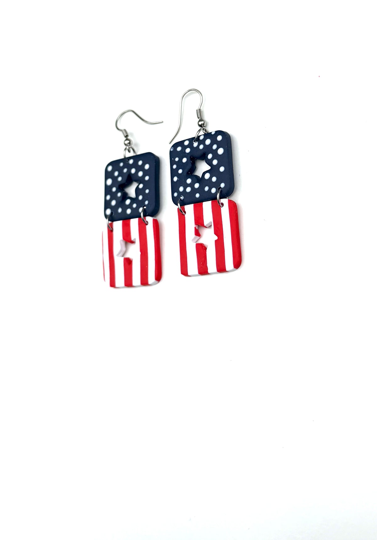 Star-Spangled Star Cutout Clay Dangle Earrings