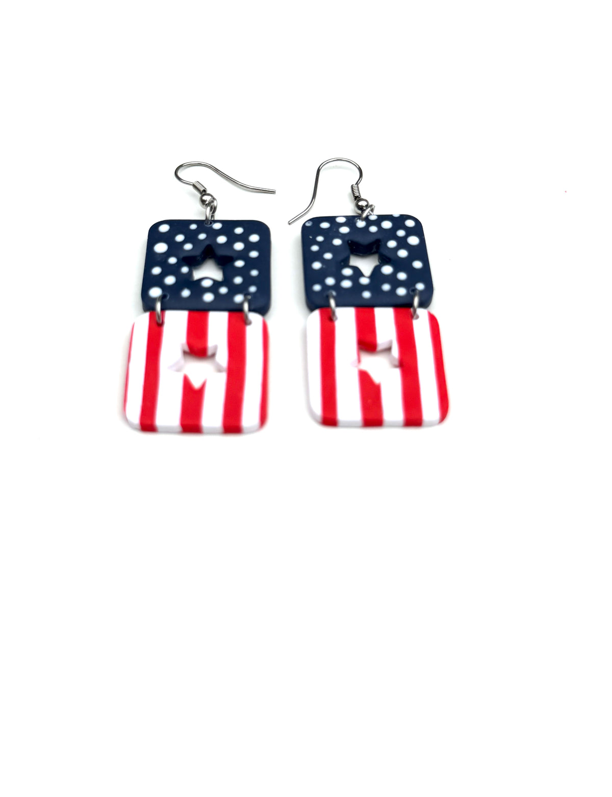 Star-Spangled Star Cutout Clay Dangle Earrings
