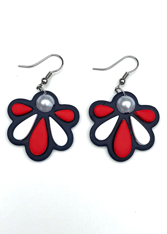 Patriotic Flower Clay Earrings