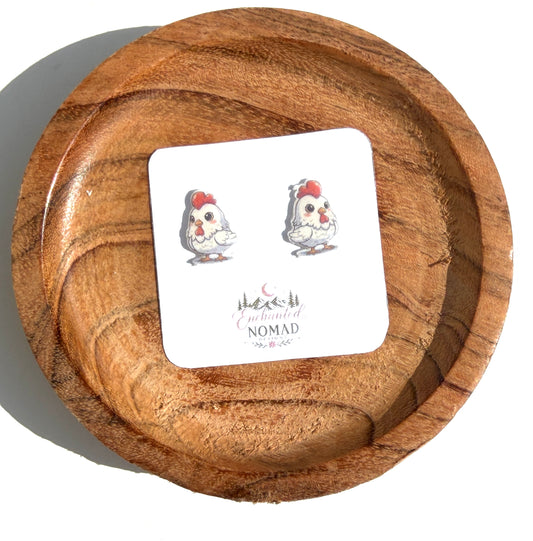 Chicken Graphic Earrings/ Lapel Pin