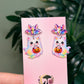Pastel Rainbow Ghost Cat Dangle Earrings