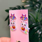 Pastel Rainbow Ghost Cat Dangle Earrings