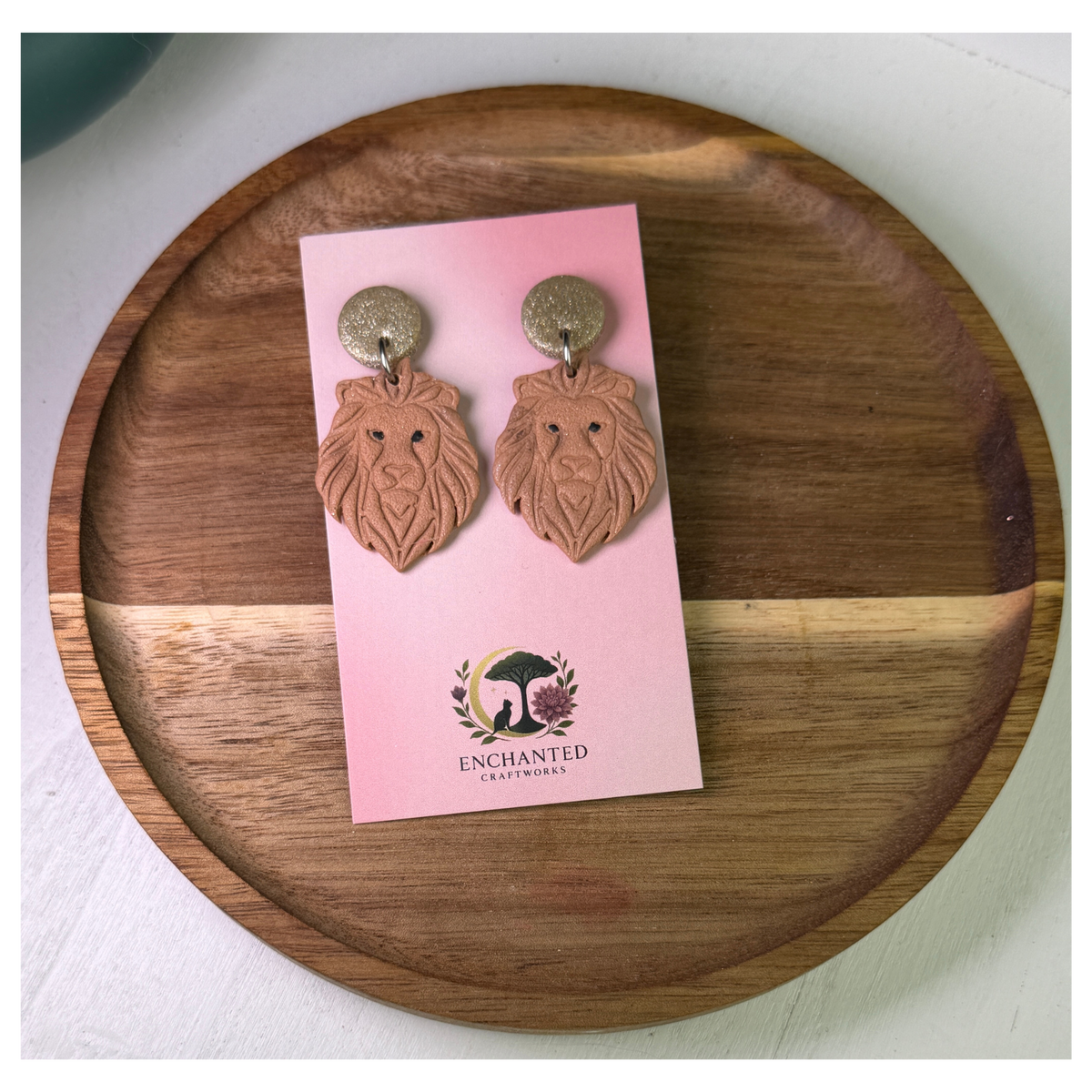Leo Zodiac Lion Dangle Polymer Clay Earrings