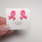 Breast Cancer Awareness Earrings, Pink Ribbon Polymer Clay Earrings, Studs or Dangles