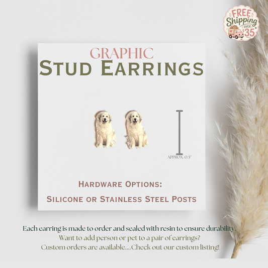 Great Pyrenees Graphic Earrings/ Lapel Pin