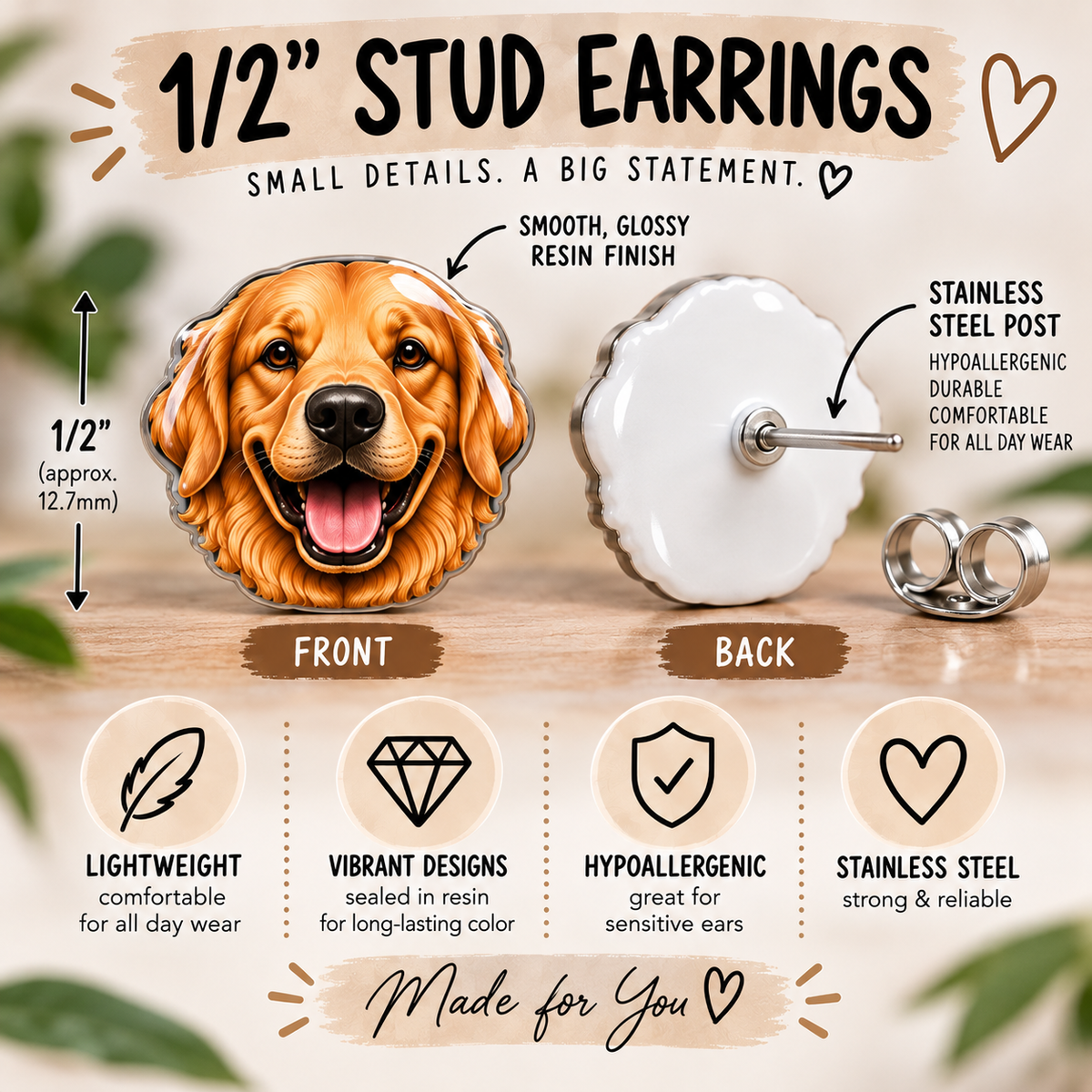 Zebra Heart Graphic Earrings/ Lapel Pin