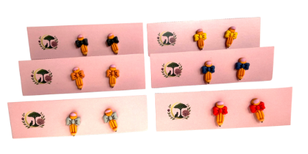 Enchanted Bow Pencil Stud Earrings ✏️🎀