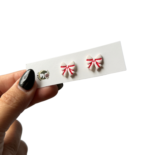 Sports Bow Clay Stud Earrings