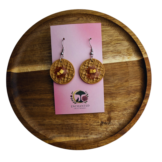 Enchanted Waffle Polymer Clay Dangle Earrings