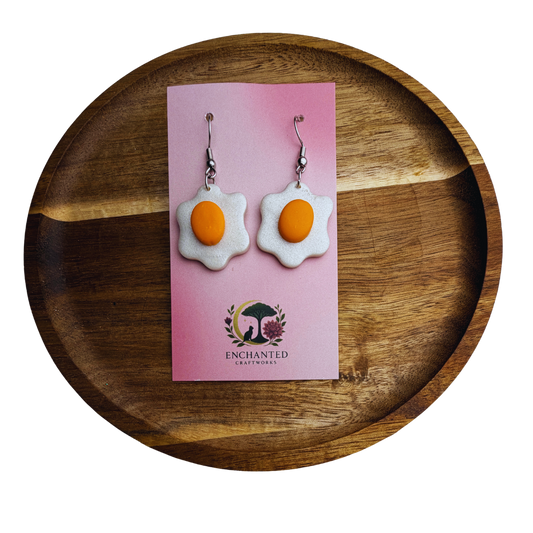 Sunny Side Up Egg Clay Dangle Earrings